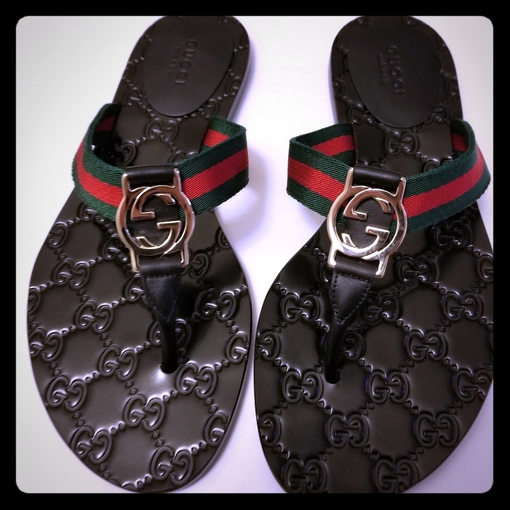 Gucci GG Web Thong Sandals - NWOB